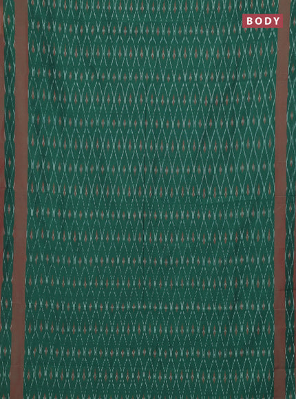 Ikat cotton saree green and red with allover ikat weaves and rettapet ikat woevn border