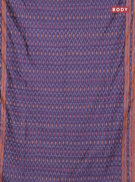 Ikat cotton saree violet and mustard yellow with allover ikat weaves and rettapet ikat woevn border
