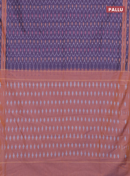 Ikat cotton saree violet and mustard yellow with allover ikat weaves and rettapet ikat woevn border
