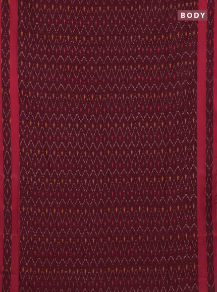 Ikat cotton saree deep maroon and red with allover ikat weaves and rettapet ikat woevn border