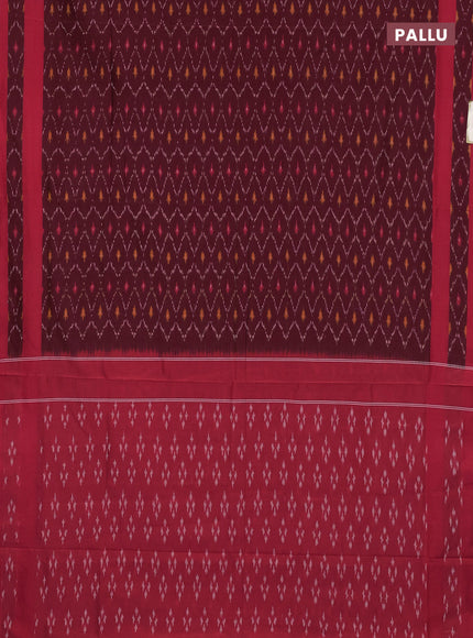 Ikat cotton saree deep maroon and red with allover ikat weaves and rettapet ikat woevn border