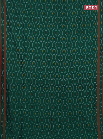 Ikat cotton saree green and red with allover ikat weaves and rettapet ikat woevn border