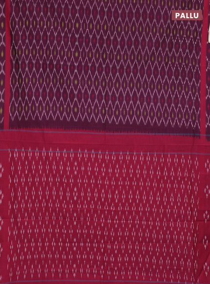 Ikat cotton saree magenta pink and pink with allover ikat weaves and rettapet ikat woevn border