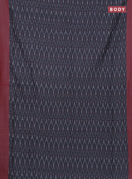 Ikat cotton saree grey and red with allover ikat weaves and simple border