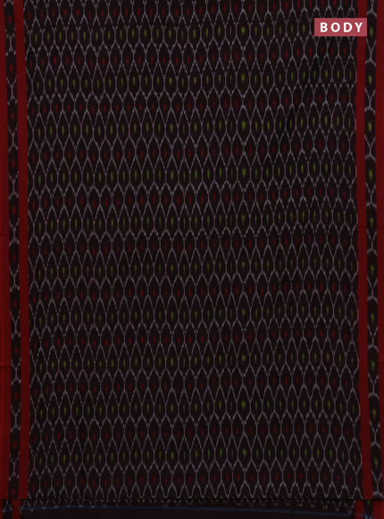 Ikat cotton saree deep maroon and red with allover ikat weaves and simple border