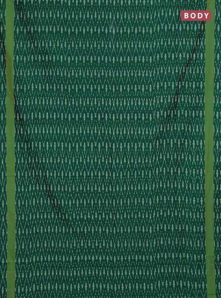 Ikat cotton saree bottle green and green with allover ikat weaves and rettapet ikat border