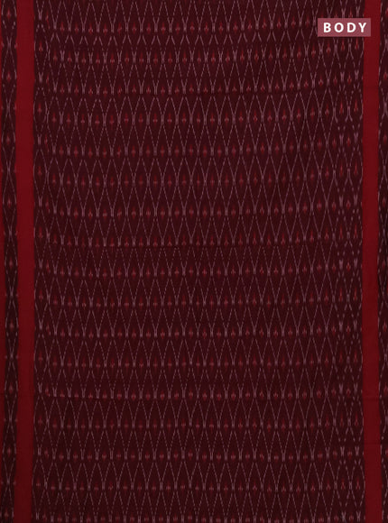 Ikat cotton saree wine shade and maroon with allover ikat weaves and rettapet ikat border