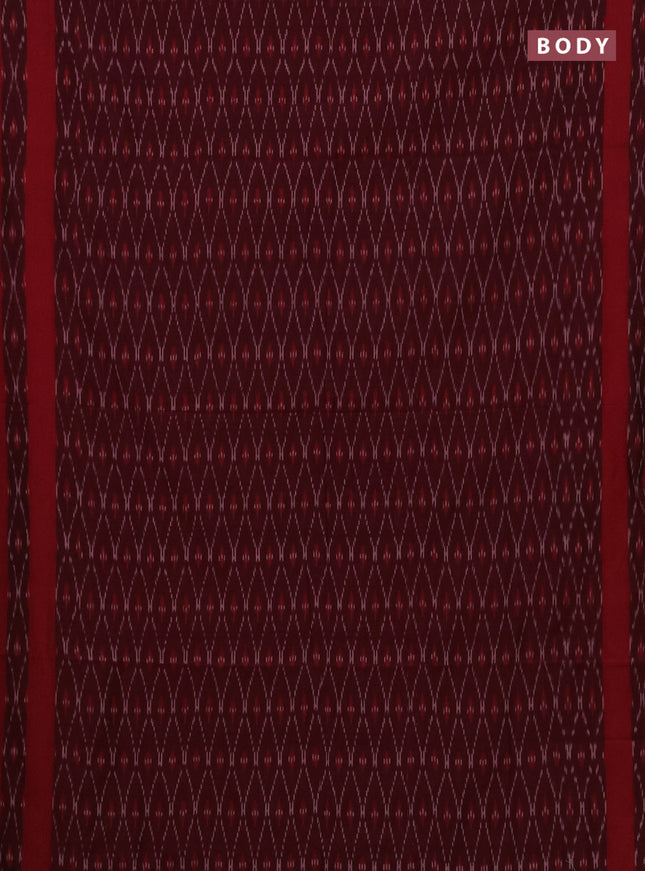 Ikat cotton saree wine shade and maroon with allover ikat weaves and rettapet ikat border