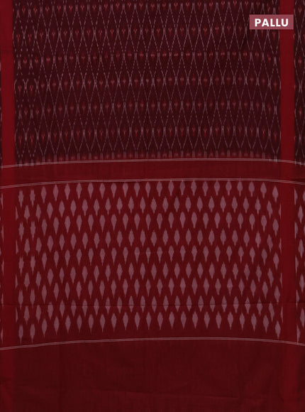 Ikat cotton saree wine shade and maroon with allover ikat weaves and rettapet ikat border