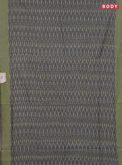 Ikat cotton saree grey and pastel green with allover ikat weaves and simple border