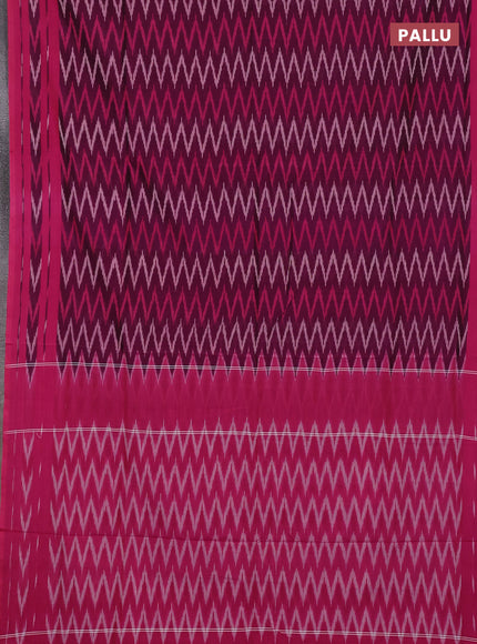 Ikat cotton saree deep magenta pink and pink with allover ikat zigzag weaves and rettapet ikat border