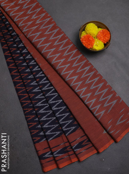 Ikat cotton saree violet and orange with allover ikat zigzag weaves and rettapet ikat border