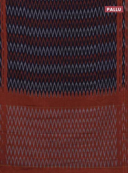 Ikat cotton saree violet and orange with allover ikat zigzag weaves and rettapet ikat border