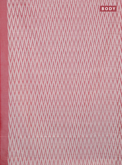 Ikat cotton saree cream and red with allover ikat zigzag weaves and rettapet ikat border