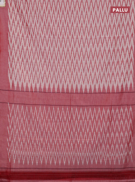 Ikat cotton saree cream and red with allover ikat zigzag weaves and rettapet ikat border