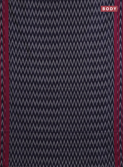 Ikat cotton saree navy blue and magenta pink with allover ikat zigzag weaves and rettapet ikat border