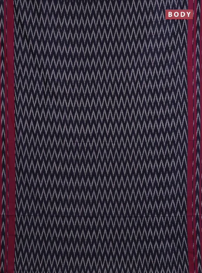 Ikat cotton saree navy blue and magenta pink with allover ikat zigzag weaves and rettapet ikat border