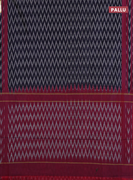 Ikat cotton saree navy blue and magenta pink with allover ikat zigzag weaves and rettapet ikat border