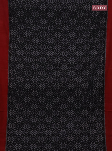 Ikat cotton saree black and red with allover ikat weaves and simple border