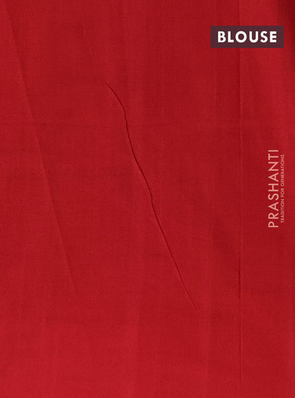 Ikat cotton saree peacock green and red with allover ikar weaves and simple border