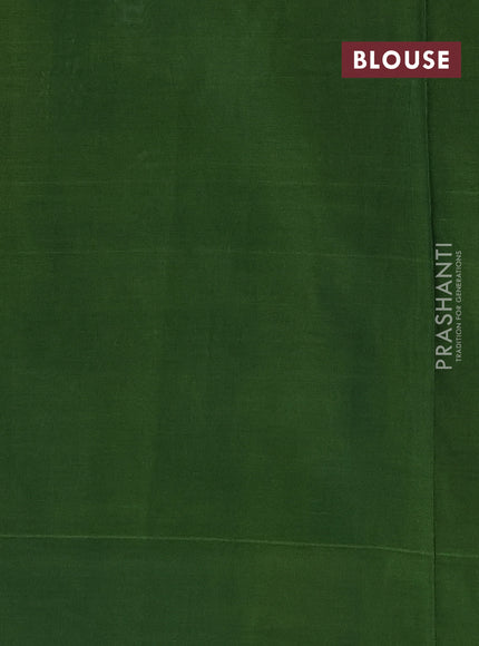 Ikat cotton saree off white and sap green with allover zigzag ikat weaves and simple border