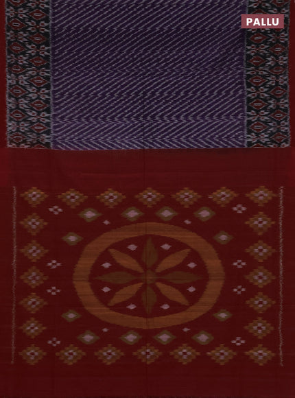 Ikat cotton saree violet and maroon with allover ikat weaves and simple border