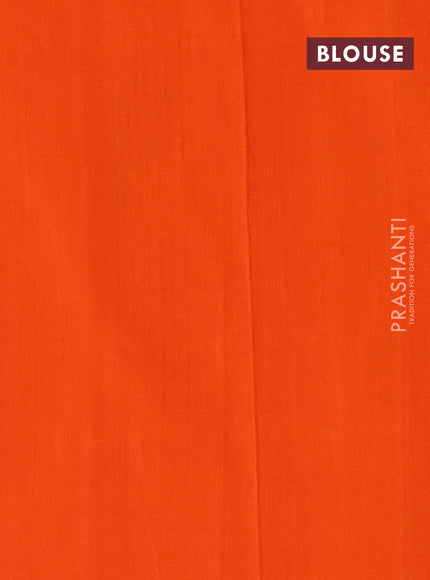 Ikat cotton saree grey and orange with allover ikat weaves and long ikat woven border