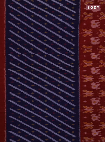 Ikat cotton saree violet and red with allover ikat weaves and long ikat woven border