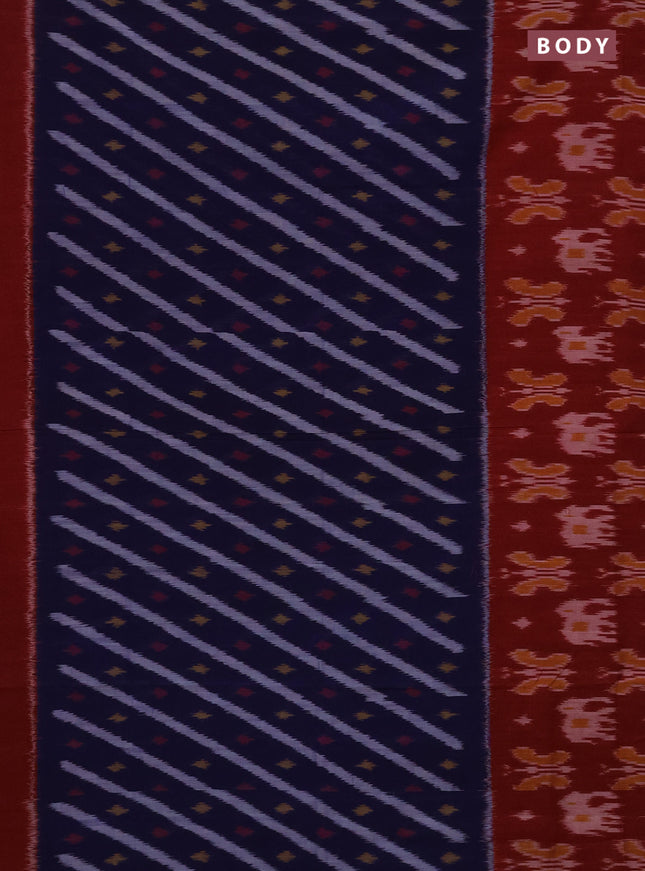 Ikat cotton saree violet and red with allover ikat weaves and long ikat woven border