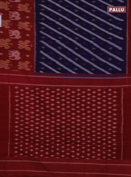 Ikat cotton saree violet and red with allover ikat weaves and long ikat woven border