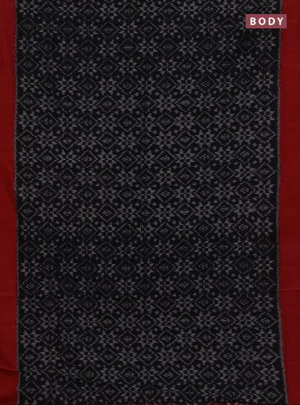Ikat cotton saree black and red with allover ikat weaves and simple border