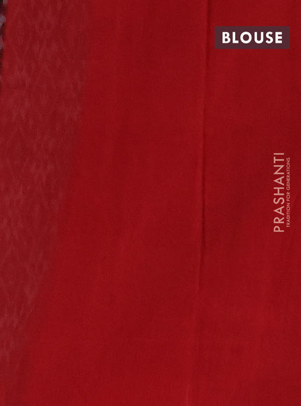 Ikat cotton saree black and red with allover ikat weaves and simple border