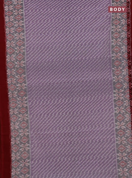 Ikat cotton saree violet and red with allover ikat weaves and simple border