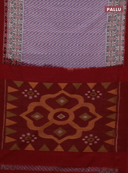 Ikat cotton saree violet and red with allover ikat weaves and simple border