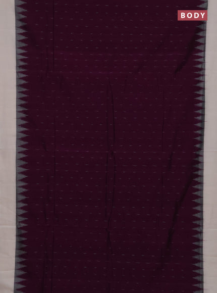 Ikat cotton saree purple and off white with allover ikat woven butta weaves and simple border