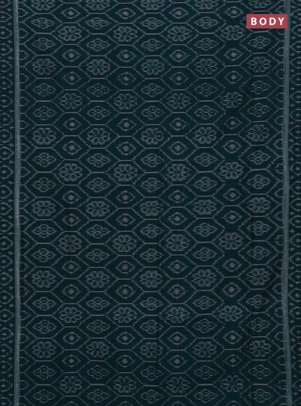 Ikat cotton saree peacock green with allover ikat woven butta weaves and ikat woven border