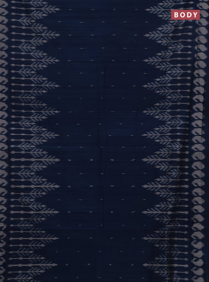 Ikat cotton saree peacock blue with allover ikat woven buttas and long ikat woven border