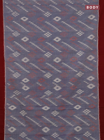 Ikat cotton saree grey and red with allover ikat woven butta weaves and simple border