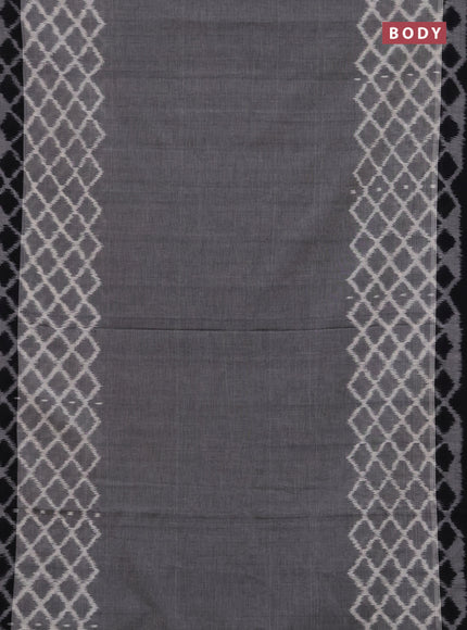 Ikat cotton saree grey and black with plain body and long ikat woven border