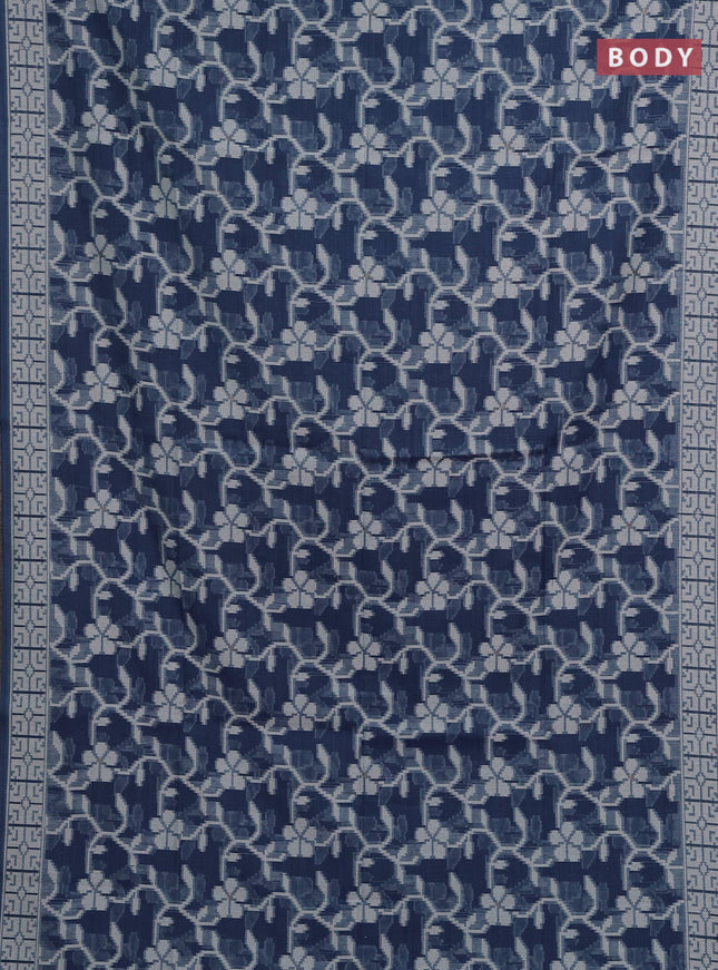 Jamdhani cotton saree indigo blue with allover thread weaves and thread woven pallu