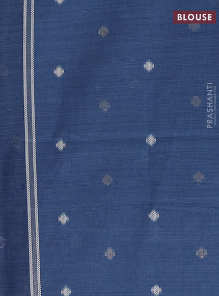 Jamdhani cotton saree indigo blue with allover thread weaves and thread woven pallu