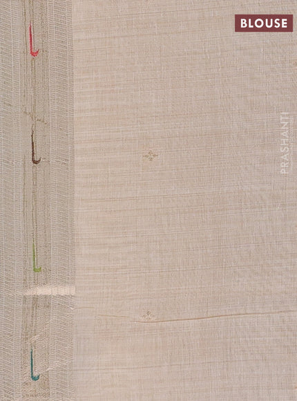 Jamdhani cotton saree beige with thread & zari woven floral buttas and jamdhani pallu
