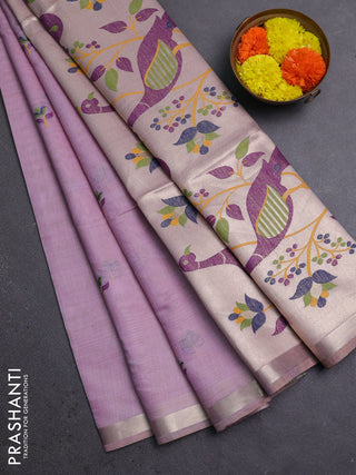 Jamdhani cotton saree lavender with thread woven buttas and jamdhani pallu