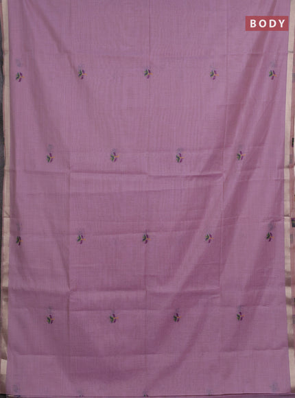 Jamdhani cotton saree lavender with thread woven buttas and jamdhani pallu