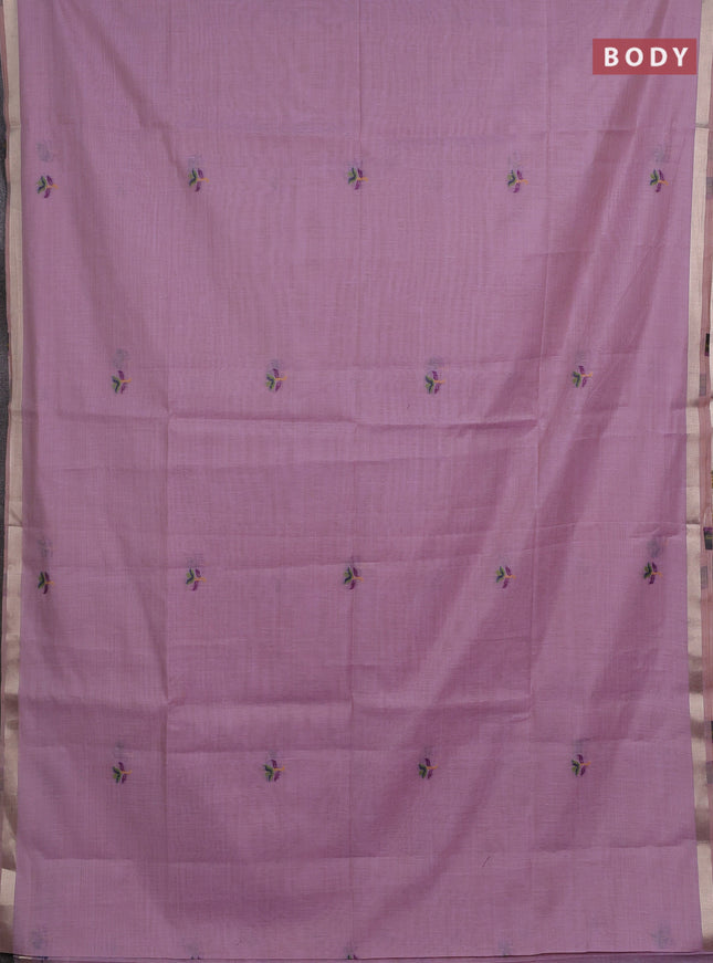 Jamdhani cotton saree lavender with thread woven buttas and jamdhani pallu