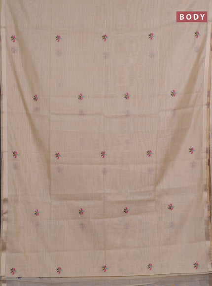 Jamdhani cotton saree cream with thread woven buttas and jamdhani pallu