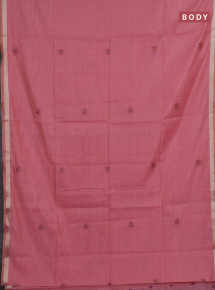 Jamdhani cotton saree light pink with thread woven buttas and jamdhani pallu