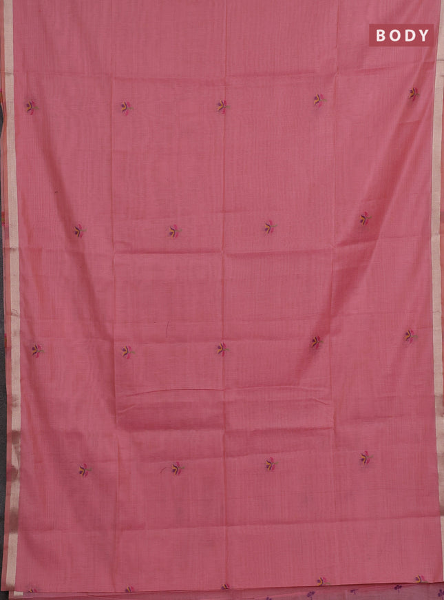 Jamdhani cotton saree light pink with thread woven buttas and jamdhani pallu