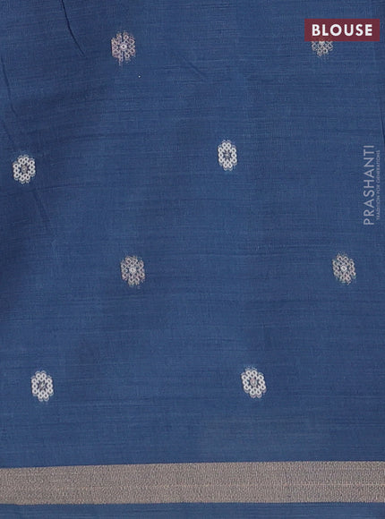 Jamdhani cotton saree indigo blue with allover thread woven buttas and jamdhani pallu