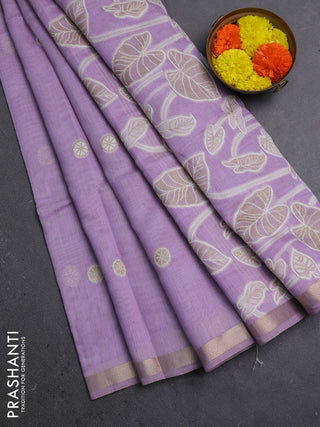 Jamdhani cotton saree lavender with allover thread woven buttas and thread woven pallu